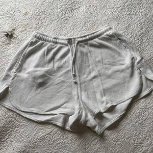 White Ribbed Waffle/Comfy Wear Shorts In SIZE SMALL
